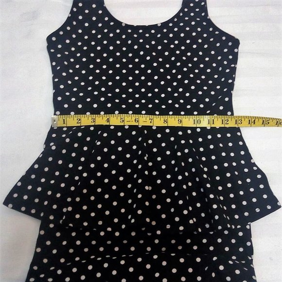 Black and White Polka Dot Peplum Dress - Picture 7 of 9